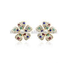 Women popular diamond jewelry flower earrings with pearl